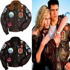 TOP GUN TOM CRUISE A2 (2020) JET PETE MAVERICK FIGHTER BOMBER COW LEATHER JACKET M020