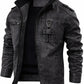 Men Vintage Black Classic Distress Wax Motorcycle Real Leather Biker Jacket