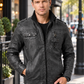 Men Vintage Black Classic Distress Wax Motorcycle Real Leather Biker Jacket