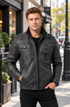 Men Vintage Black Classic Distress Wax Motorcycle Real Leather Biker Jacket