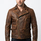 MMJ15 Men's Captain America The First Avengers Distressed Brown Army Style Biker Jacket
