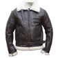 B025 Men's RAF Flying Aviator Real Shearling Fur Bomber Brown Winter Leather Jacket