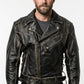 MMJ14 Bike Wear Terminator Fashion Black Motorcycle Real Leather Jacket For Men