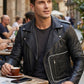 MMJ19 Men's Grease 2 John Travolta T Birds Black Real Leather Biker Jacket