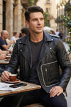 MMJ19 Men's Grease 2 John Travolta T Birds Black Real Leather Biker Jacket