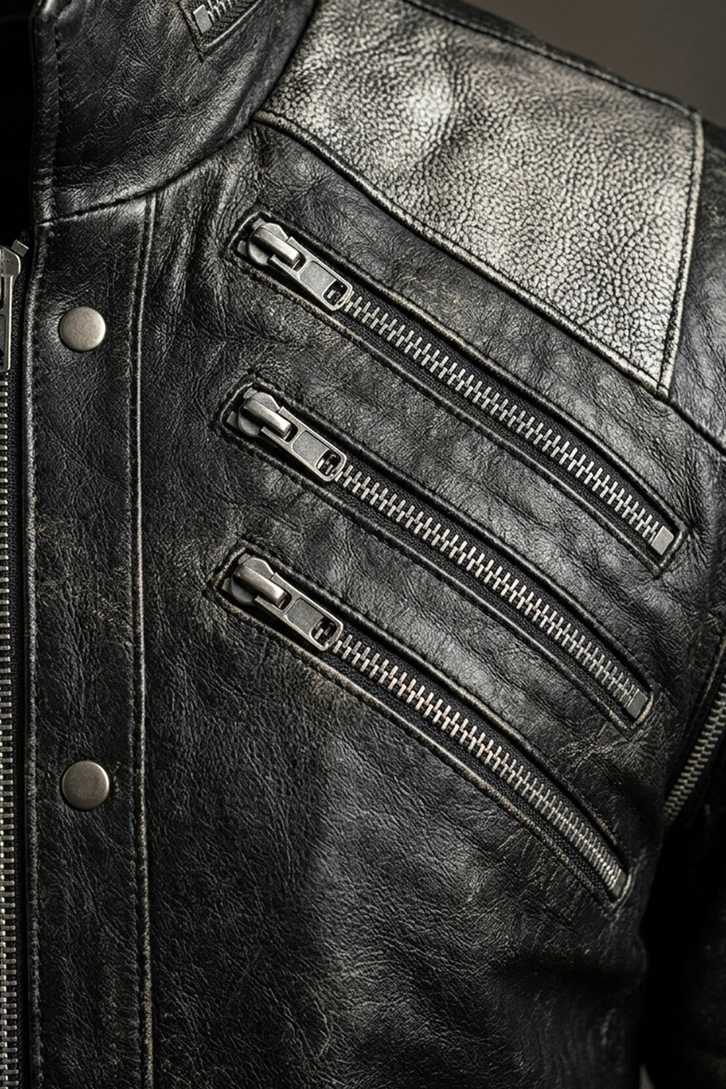 MMJ10 Leather Madness Michael Jackson Beat It Black Genuine Leather Jacket