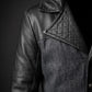 C003 Assassins Creed Syndicate Jacob Frye Men's Black Qualited Real Leather Coat