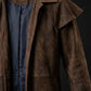 C014 A7 Vegas Ten Brown Genuine Suede Leather Real Jacket Trench Coat For Men Classic
