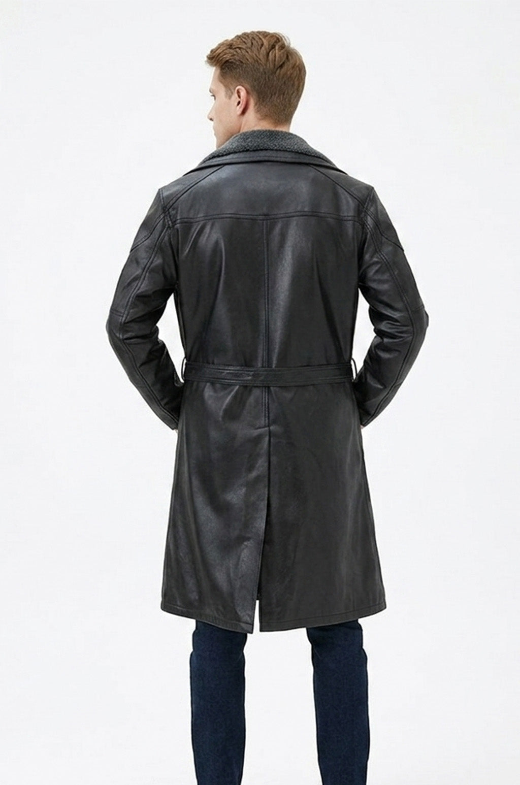 C005 Men's Blade Runner 2049 Ryan Gosling Genuine Fur Leather Coat