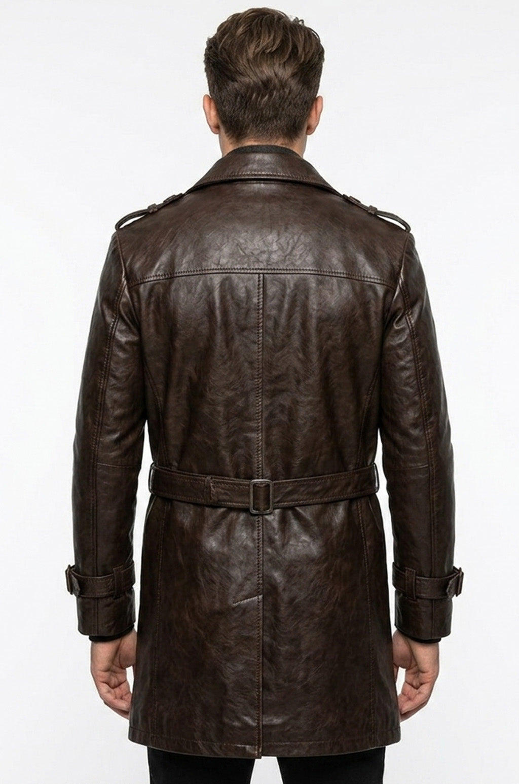 Bay Watchmen Rorschach Fashion Trench C002 Brown Jacket Genuine Leather Coat For Men