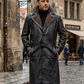 C006 German WW2 Brown Belted Fur Lapel Trench Long Blade Runner Men's Coat