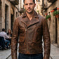 MMJ15 Men's Captain America The First Avengers Distressed Brown Army Style Biker Jacket