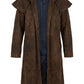 C014 A7 Vegas Ten Brown Genuine Suede Leather Real Jacket Trench Coat For Men Classic