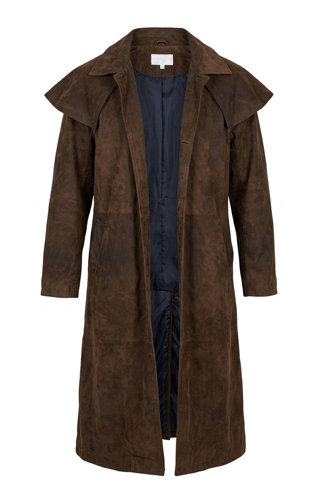 C014 A7 Vegas Ten Brown Genuine Suede Leather Real Jacket Trench Coat For Men Classic