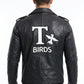 MMJ19 Men's Grease 2 John Travolta T Birds Black Real Leather Biker Jacket