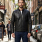 M00102 Men's Premium Black Genuine Leather Jacket – Classic Stand Collar Zip-Up