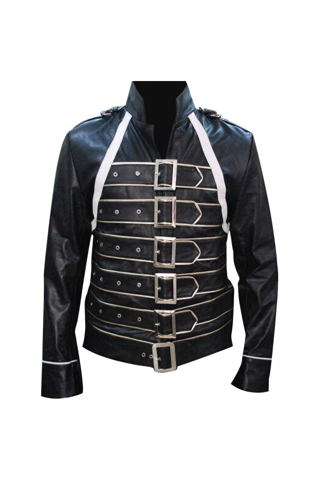 MMJ03 Freddie Mercury Wembley Concert Black Faux Leather Jacket