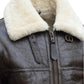 B025 Men's RAF Flying Aviator Real Shearling Fur Bomber Brown Winter Leather Jacket