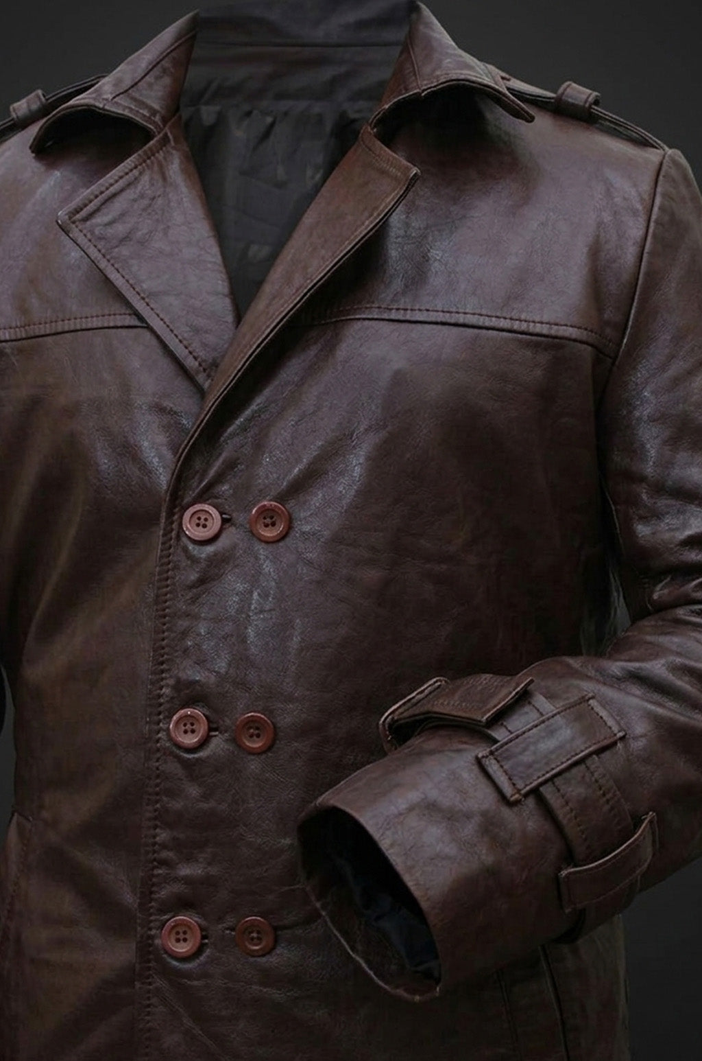 Bay Watchmen Rorschach Fashion Trench C002 Brown Jacket Genuine Leather Coat For Men