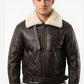 B025 Men's RAF Flying Aviator Real Shearling Fur Bomber Brown Winter Leather Jacket