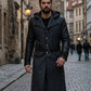 C003 Assassins Creed Syndicate Jacob Frye Men's Black Qualited Real Leather Coat
