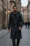 C003 Assassins Creed Syndicate Jacob Frye Men's Black Qualited Real Leather Coat