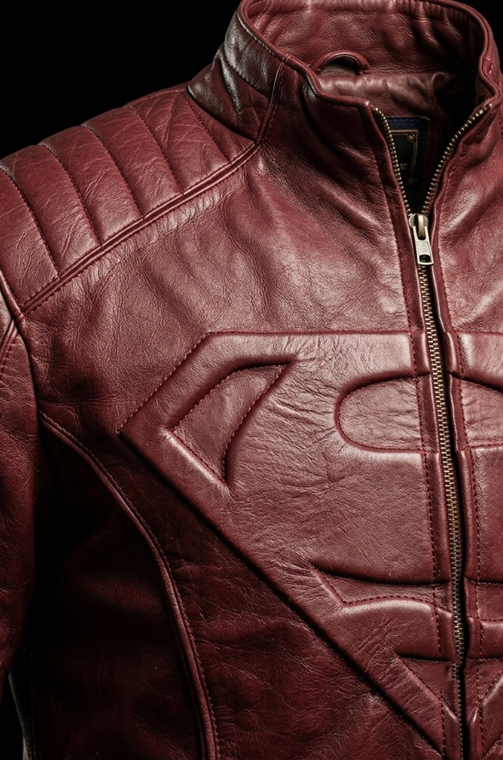 MMJ18 Superman Smallville Tom Welling Style Emblem Faux Leather Jacket