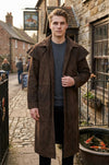 C014 A7 Vegas Ten Brown Genuine Suede Leather Real Jacket Trench Coat For Men Classic
