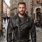 MMJ14 Bike Wear Terminator Fashion Black Motorcycle Real Leather Jacket For Men