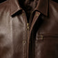 M00103 Men's Premium Brown Genuine Leather Jacket – Classic Zip-Up Shirt Collar