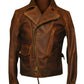 MMJ15 Men's Captain America The First Avengers Distressed Brown Army Style Biker Jacket