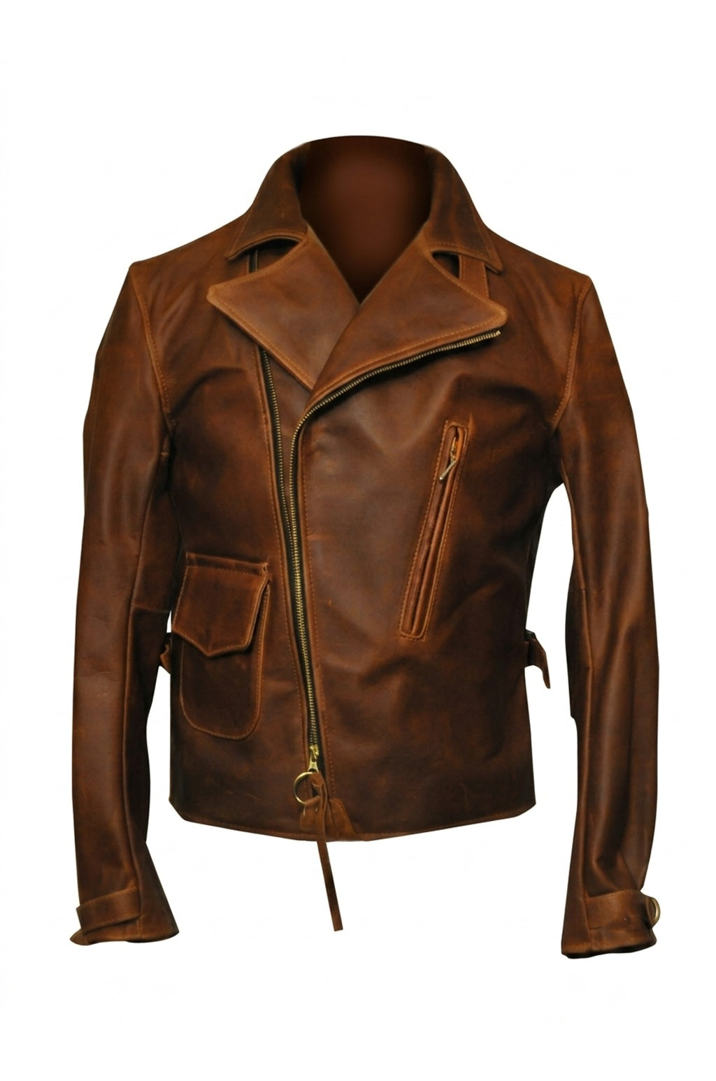MMJ15 Men's Captain America The First Avengers Distressed Brown Army Style Biker Jacket