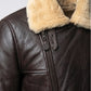 B007 New Men's Real Leather & Fur Bomber Brown Cross Army Style Wear Jacket