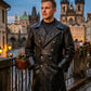 C004: Black German Army Classic Trench Genuine Jacket Real Leather Military Men's Fashion Coat