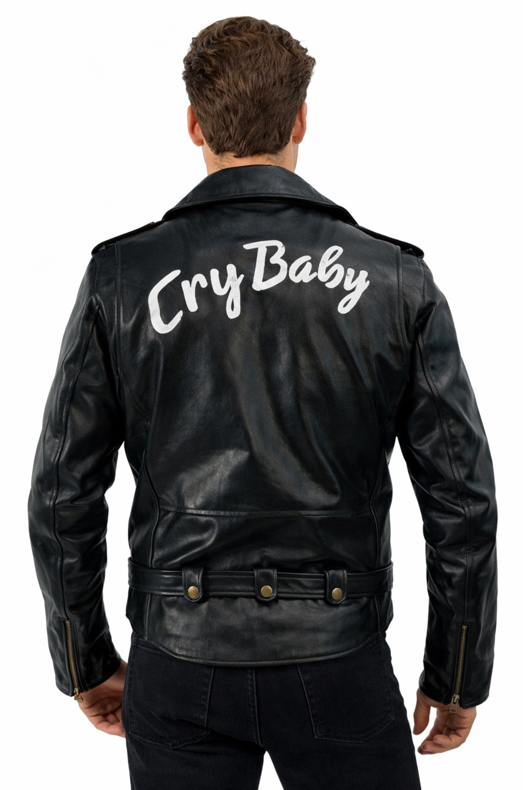 MMJ07 Johnny Depp Black Leather Cry Baby Motorcycle Leather Jacket