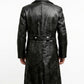 C004: Black German Army Classic Trench Genuine Jacket Real Leather Military Men's Fashion Coat