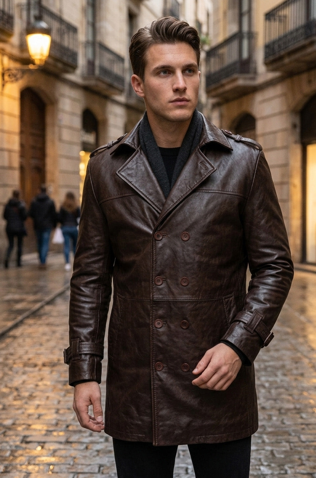 Bay Watchmen Rorschach Fashion Trench C002 Brown Jacket Genuine Leather Coat For Men