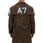 C014 A7 Vegas Ten Brown Genuine Suede Leather Real Jacket Trench Coat For Men Classic