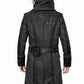 C003 Assassins Creed Syndicate Jacob Frye Men's Black Qualited Real Leather Coat