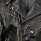MMJ14 Bike Wear Terminator Fashion Black Motorcycle Real Leather Jacket For Men