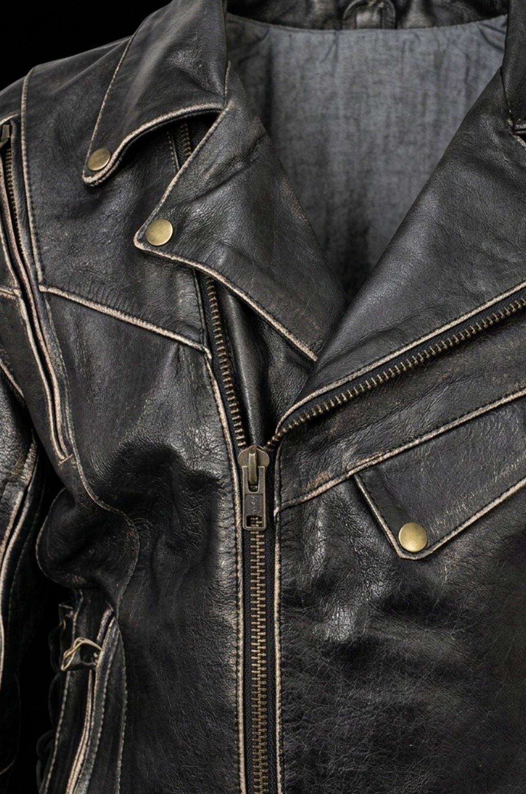 MMJ14 Bike Wear Terminator Fashion Black Motorcycle Real Leather Jacket For Men
