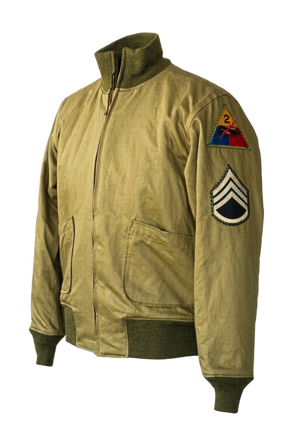 MCJ01 Fury Brad Pitt Tanker Style WWII US Military Khaki Real Cotton Jacket For Men's