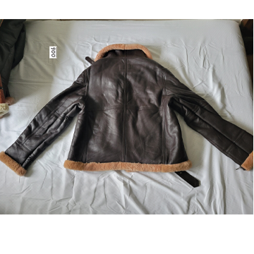 Men Flying Aviator Shearling Real Leather Biker Winter Jacket Brown