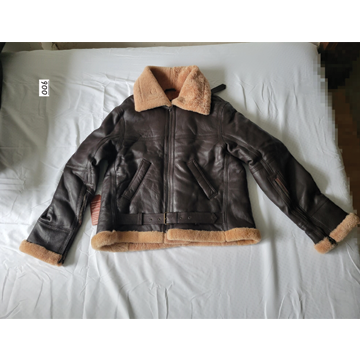 Men Flying Aviator Shearling Real Leather Jacket  Brown