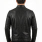 M00106 Men’s Black Leather Jacket with Great Britain Flag – Stand Collar Zip-Up Biker Jacket