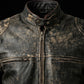 M006 Men's Antique Vintage Cafe Racer Distress Black Biker Retro Army Jacket