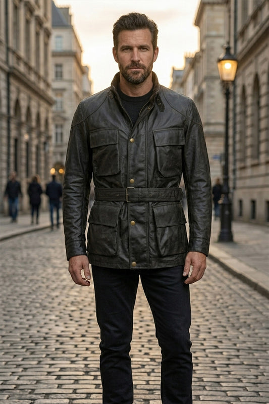 MMJ11 The Dark Knight Rises Black Bane Coat Real Leather