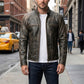 M006 Men's Antique Vintage Cafe Racer Distress Black Biker Retro Army Jacket