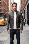 M006 Men's Antique Vintage Cafe Racer Distress Black Biker Retro Army Jacket