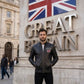 M00106 Men’s Black Leather Jacket with Great Britain Flag – Stand Collar Zip-Up Biker Jacket